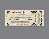 Rustic Save the Dates Vintage Victorian Edwardian Antique Flourish Corner Rustic Train Ticket Wedding Save the Dates