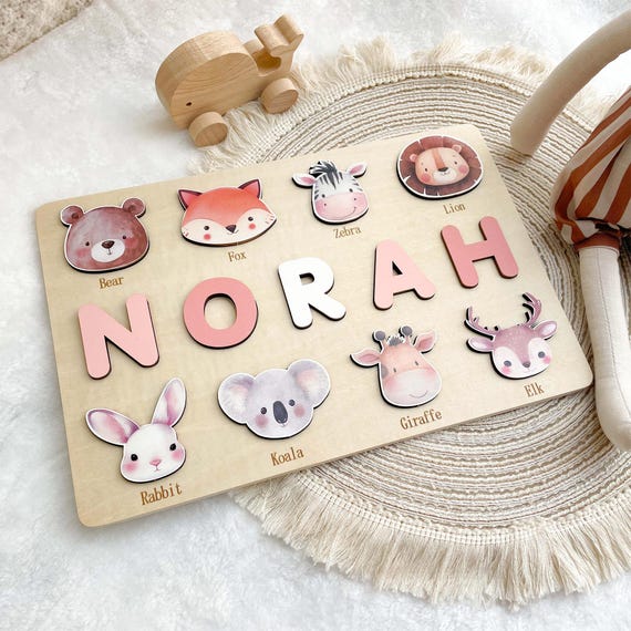 New Baby Gift, Custom Wood Name Puzzle for Toddler, First Birthday