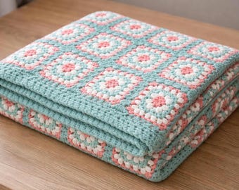 Handgemachte Häkeldecke Oma Quadrat: Pastell Baumwolle Afghane
