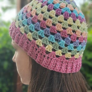 Handmade Granny Square Crochet Beanie: Boho Winter Hat