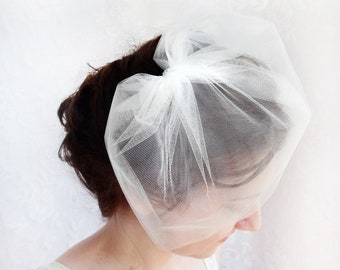 tulle birdcage veil, ivory birdcage veil, tulle veil, ivory wedding veil, white birdcage veil, bird cage veil, tulle veil, bridal headpiece