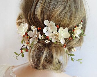Fall Hair Piece For Wedding Fall Wedding Hair Clip Fall Hair Etsy