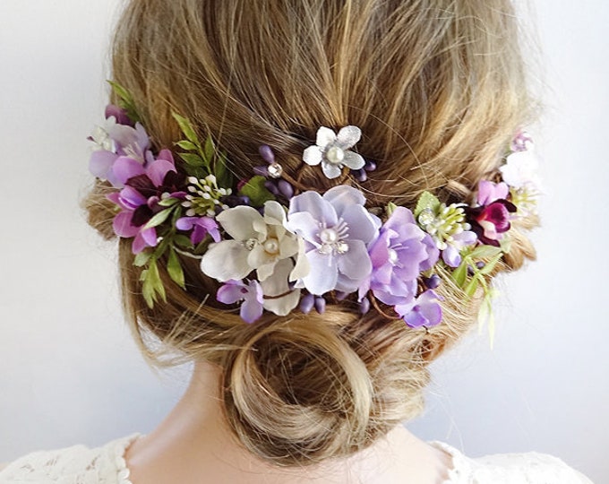 Purple Floral Hair Piece Purple Hair Accessories Flower Etsy