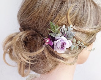 Purple Hair Clip Wedding Light Purple Hair Flower Purple Etsy