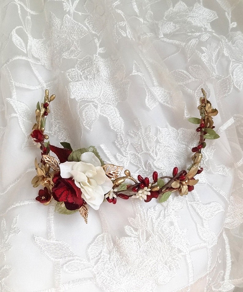 Burgundy hair accessories burgundy and green bridal Etsy