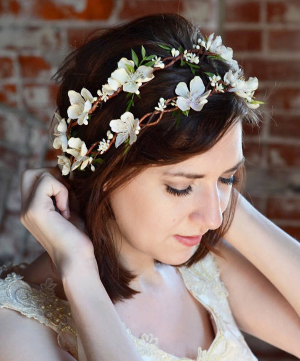 Flower crown wedding bridal flower crown cream flower crown Etsy