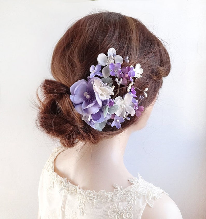 Purple Wedding Hair Piece Purple Hair Flower Lilac Hair Etsy