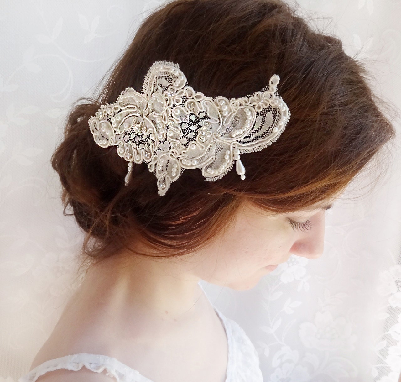 Lace Headpiece Lace Hair Comb Lace Hair Piece Bridal Hair Etsy Australia