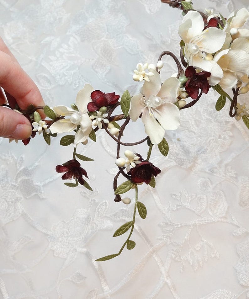 Burgundy Hair Accessories Burgundy Hair Flower Wedding Hair Etsy