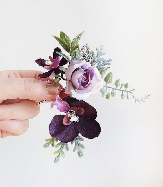 Purple Hair Clip Wedding Purple Floral Hair Piece Lilac Etsy