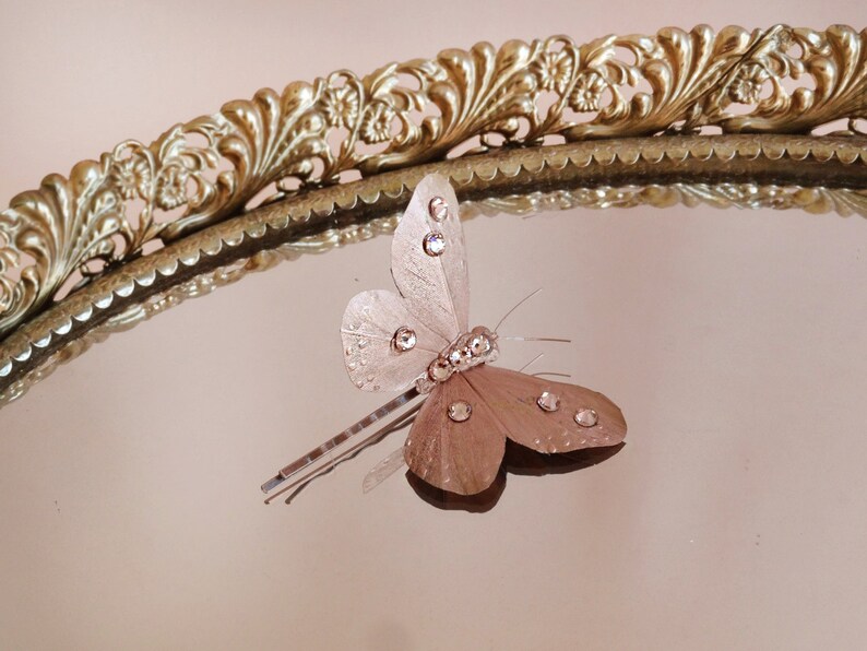 Butterfly Hair Accessory Pink Jeweled Hair Pin Swarovski Etsy
