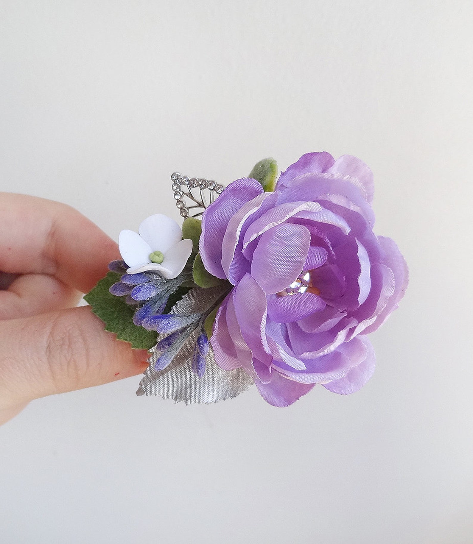 Purple Hair Clip Wedding Light Purple Hair Flower Purple Etsy
