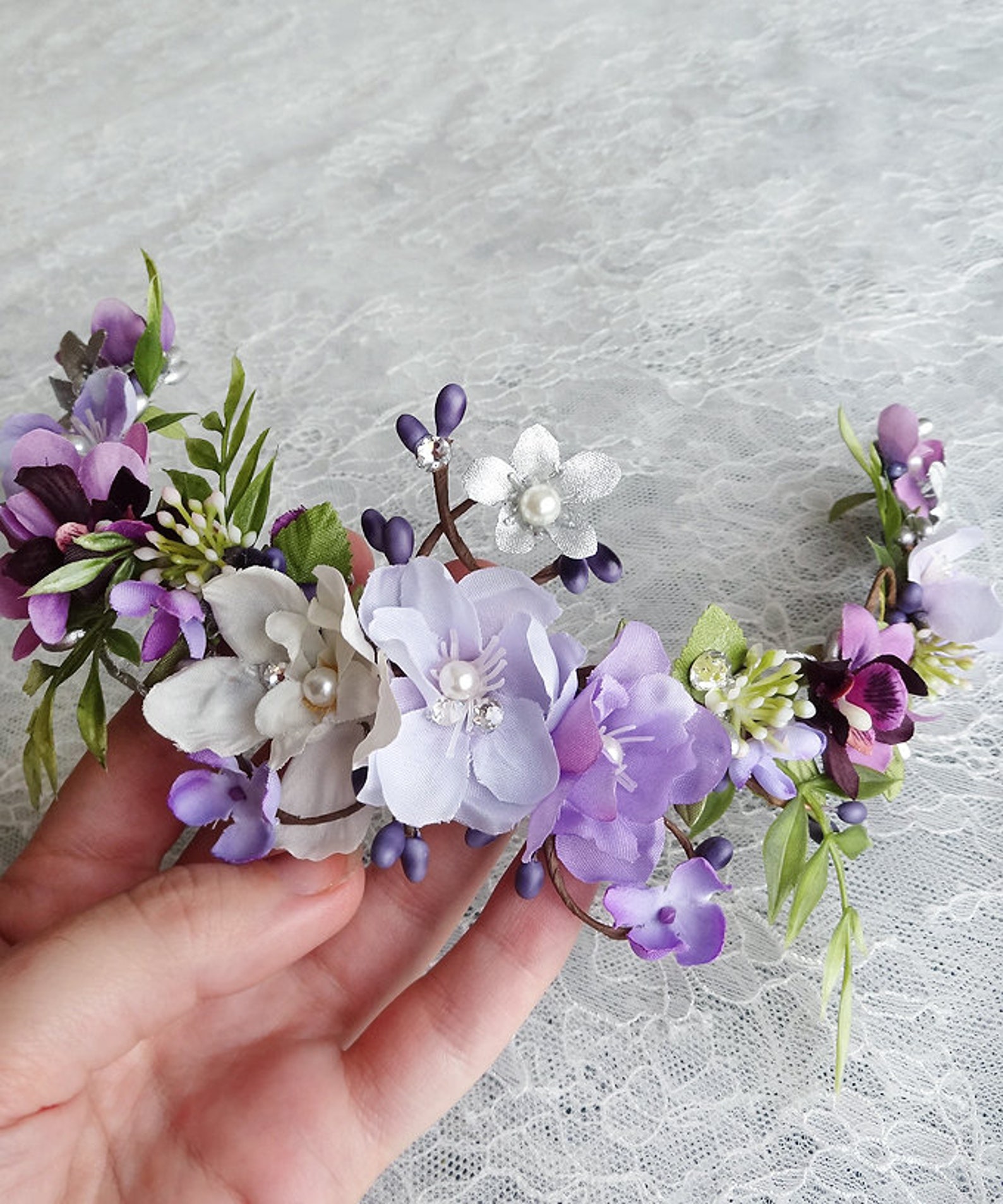 Purple Floral Hair Piece Purple Hair Accessories Flower Etsy