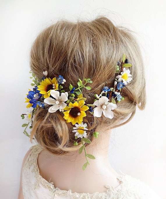 sunflower wedding hair piece