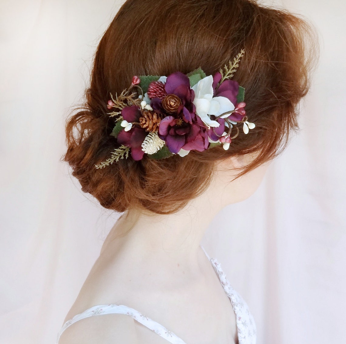 Eggplant wedding hair flower purple hair clip purple hair Etsy
