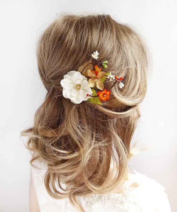 Fall Wedding Hair Piece Fall Hair Accessories Burnt Orange Etsy