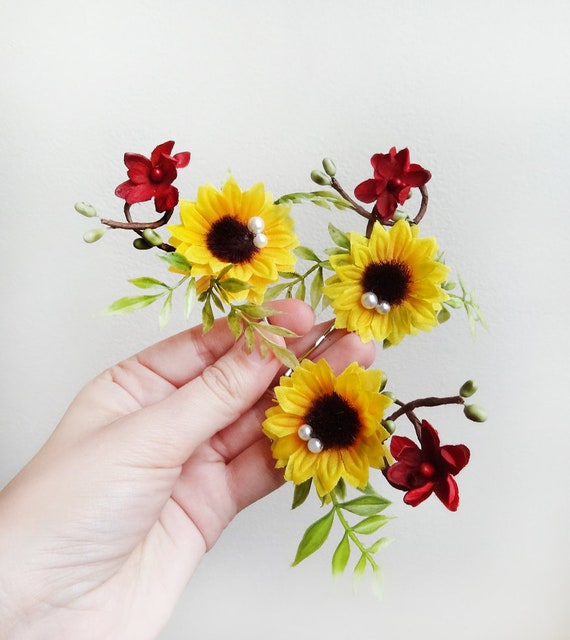 sunflower clips for hair