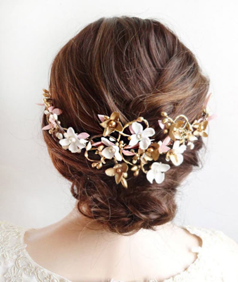 Wedding headpiece flower headpiece KENDRA wedding pearl headpiece Bridal hair comb wedding hair piece Bridal headpiece bridal comb