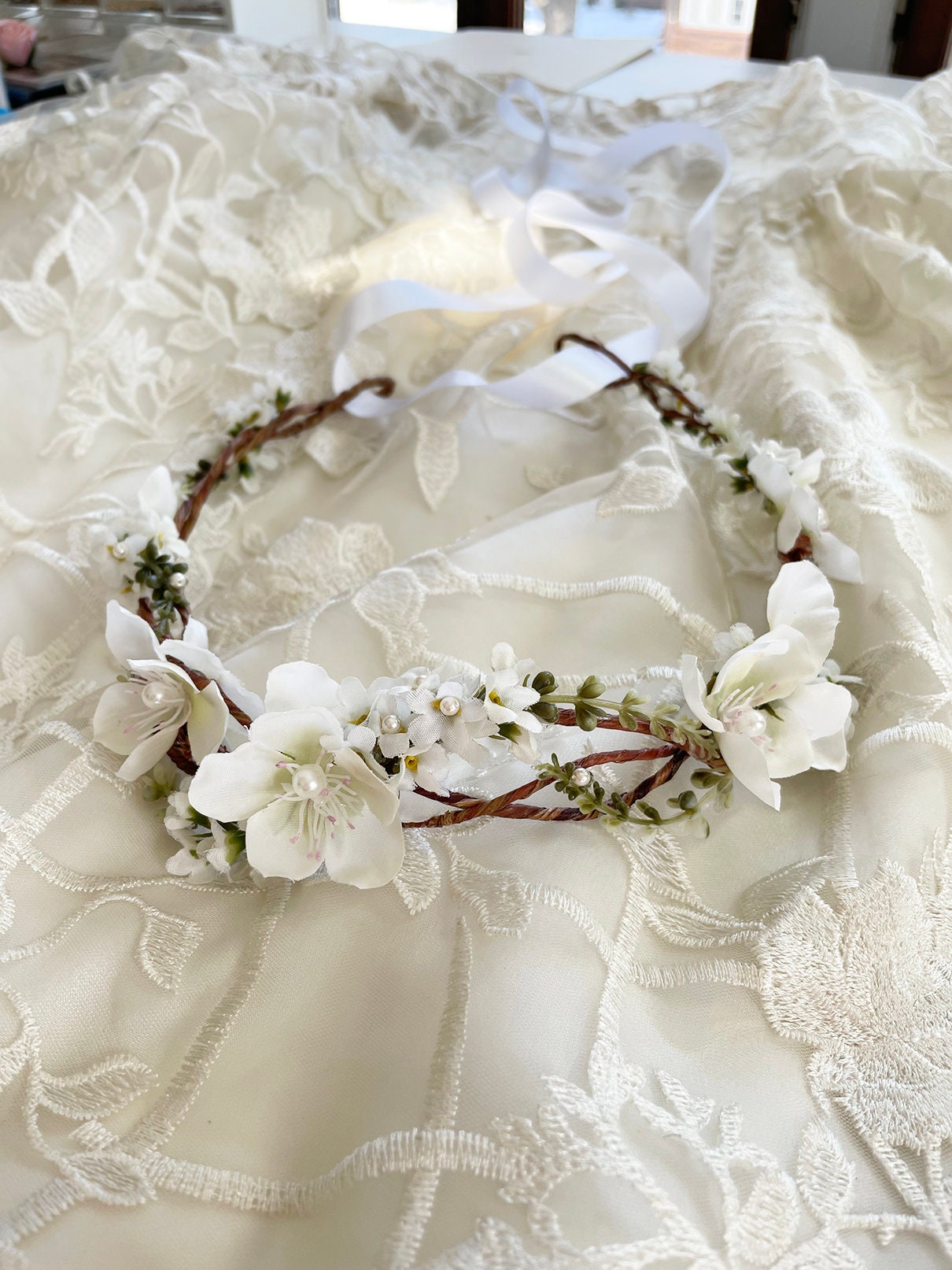 First Communion Flower Crown First Communion Headband White Etsy