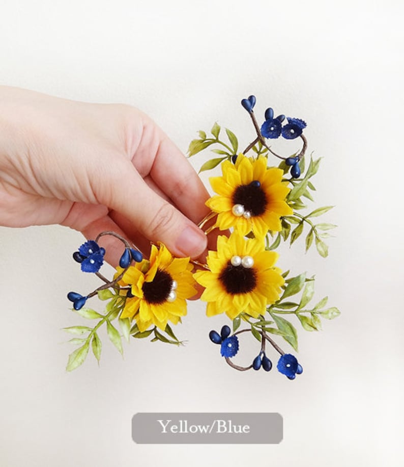 sunflower hair clip wedding