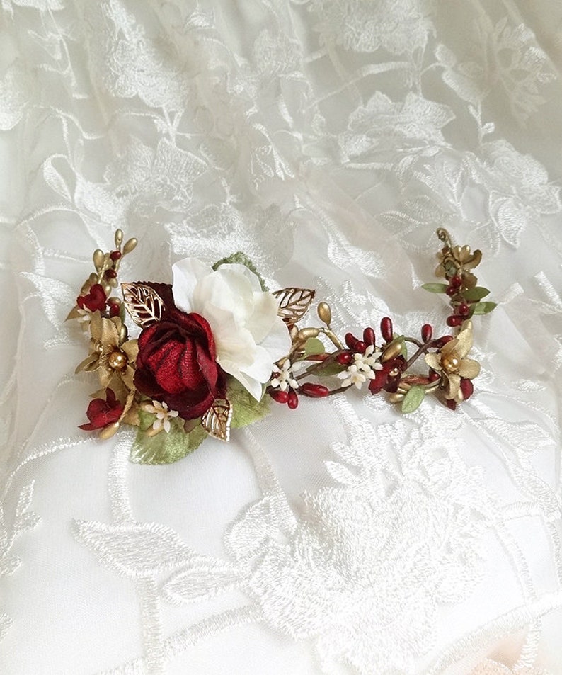 Burgundy hair accessories burgundy and green bridal Etsy