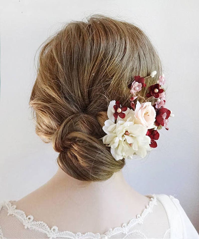 Burgundy hair accessories burgundy wedding hair clip ivory Etsy
