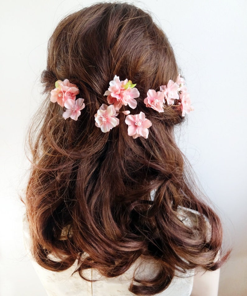 Cherry blossom hair pins pink flower hair pin cherry blossom Etsy