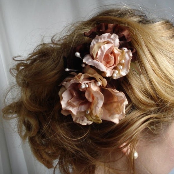 la vie en rose -  pink and brown hair flowers