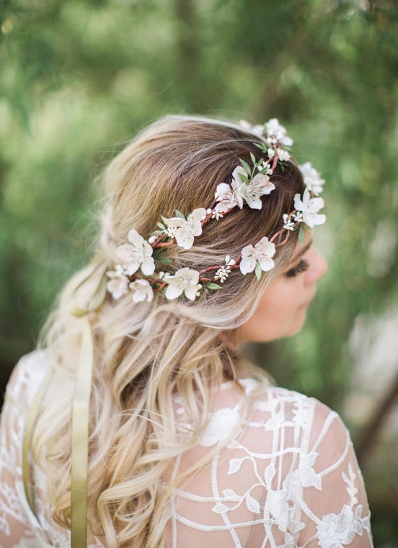 Flower crown wedding bridal flower crown cream flower crown Etsy