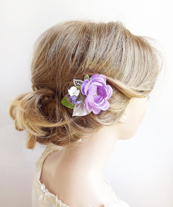 Purple hair clip wedding light purple