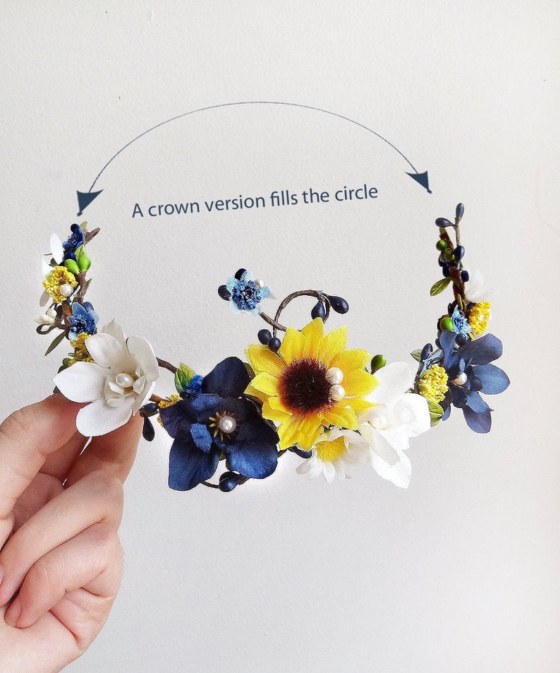 Sunflower crown flower crown wedding sunflower sunflower and Etsy
