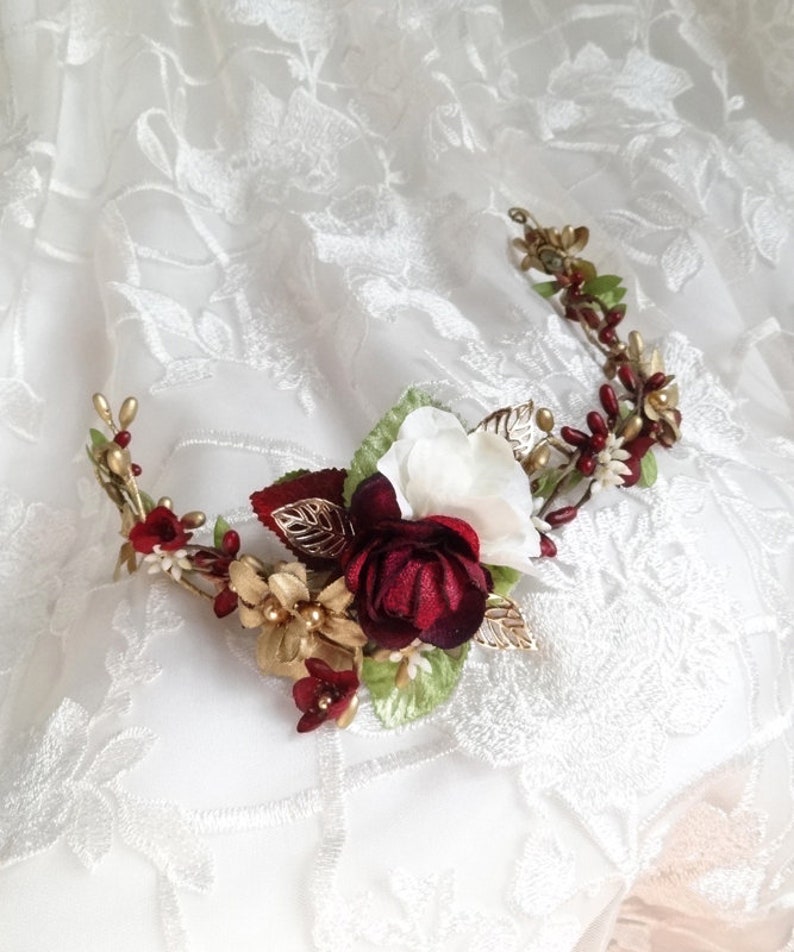 Burgundy hair accessories burgundy and green bridal Etsy