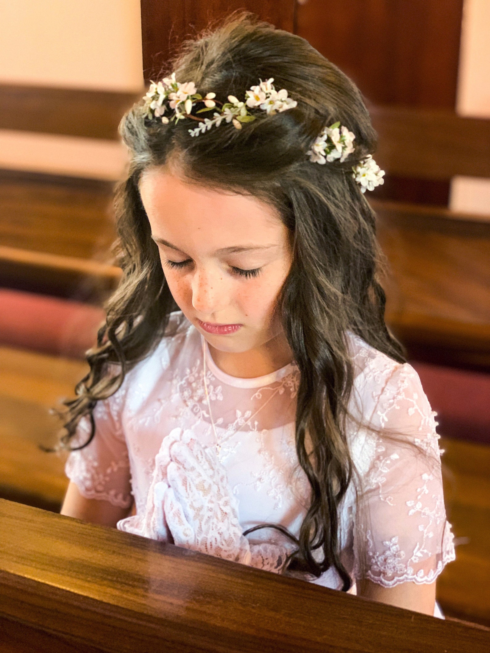 First communion flower crown first communion headpiece white Etsy