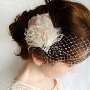 birdcage veil with crystals, small birdcage veil, mini birdcage veil bandeau SPRINKLED SPARKLES bridal headpiece, wedding hairpiece image 5