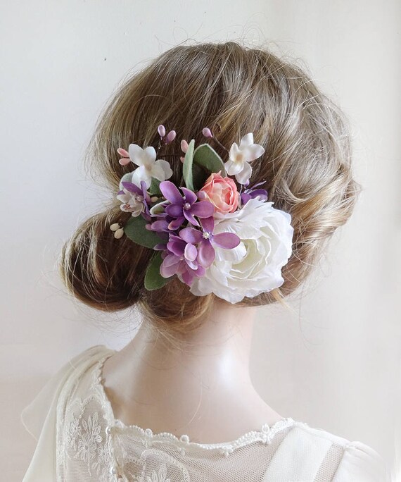 Purple Hair Comb Lilac Hair Flower Purple Hair Clip Purple Etsy