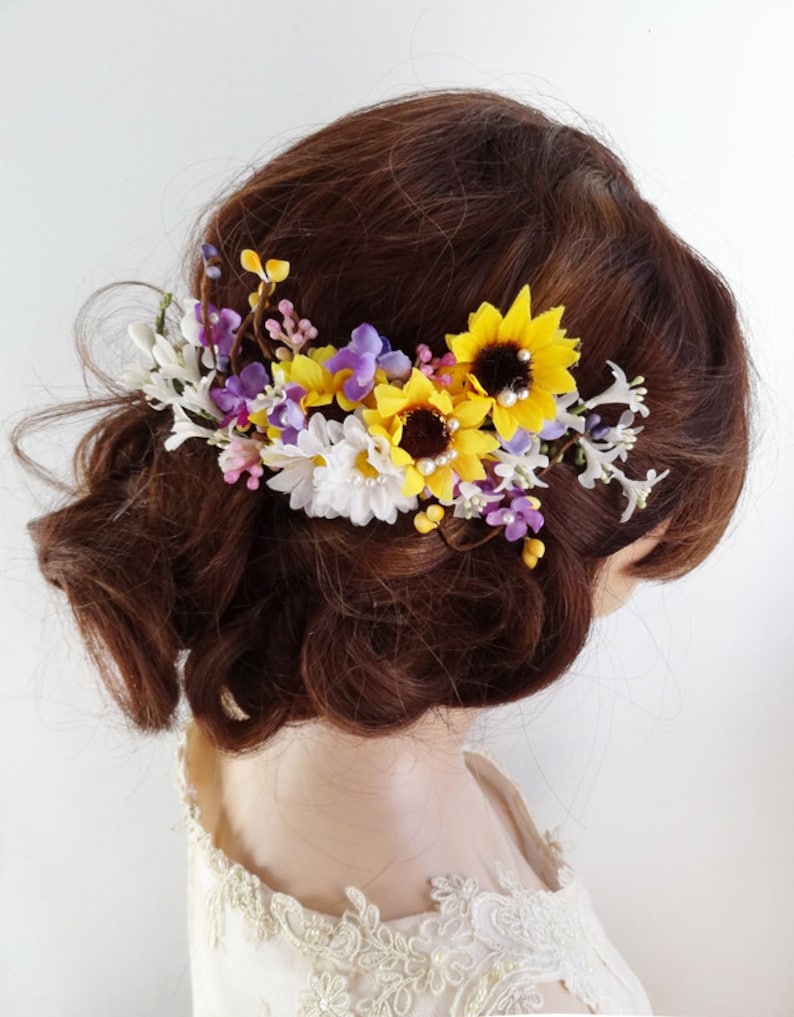 Sunflower hair clip bridal hair clip sunflower wedding hair Etsy