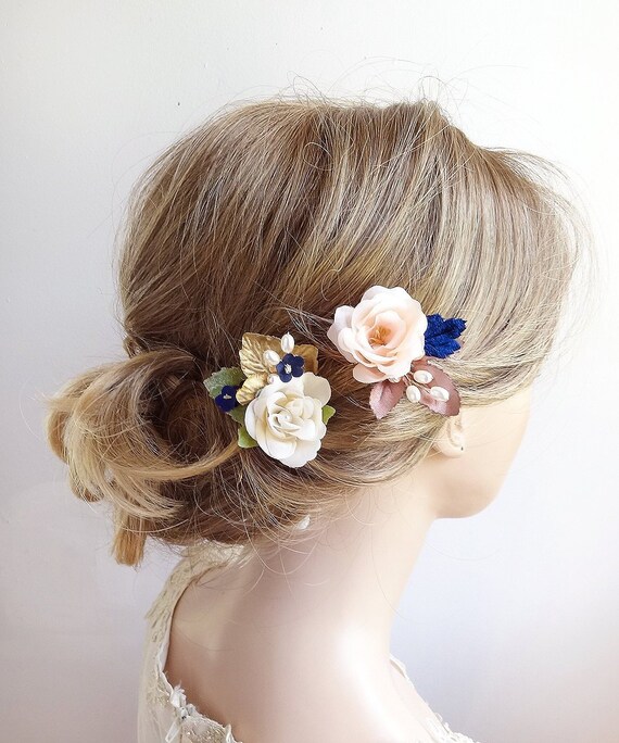 navy wedding hair accessories