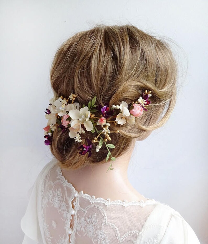long flower hair piece