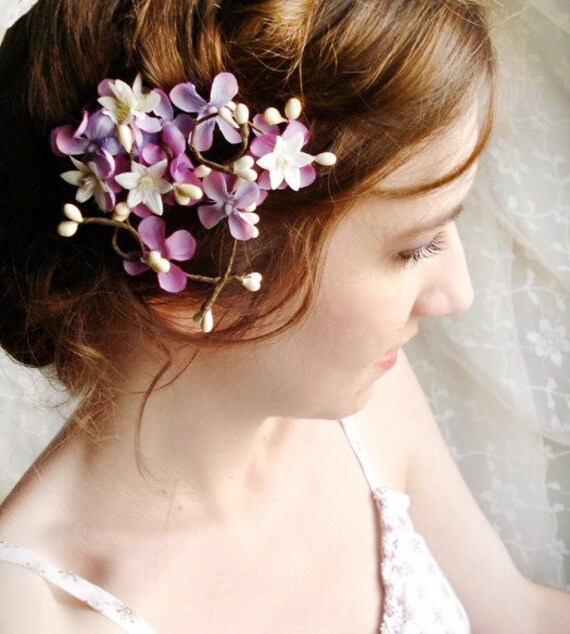 Items similar to lilac flower hair clip LILAC BRANCH a twiggy