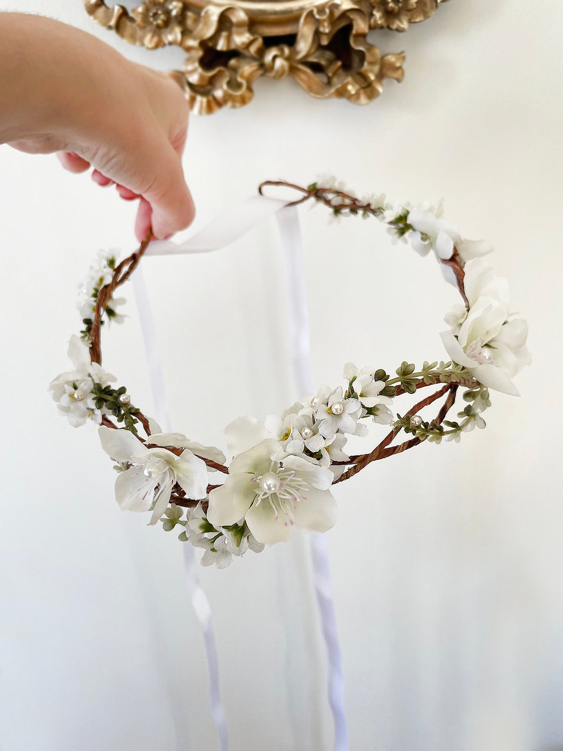 First Communion Flower Crown First Communion Headband White Etsy