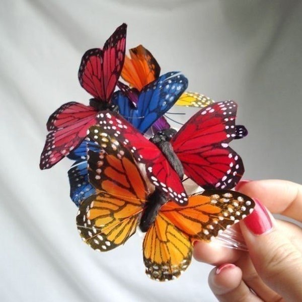 butterfly hair comb - COLORED RAIN - a whimsical bridal accessory