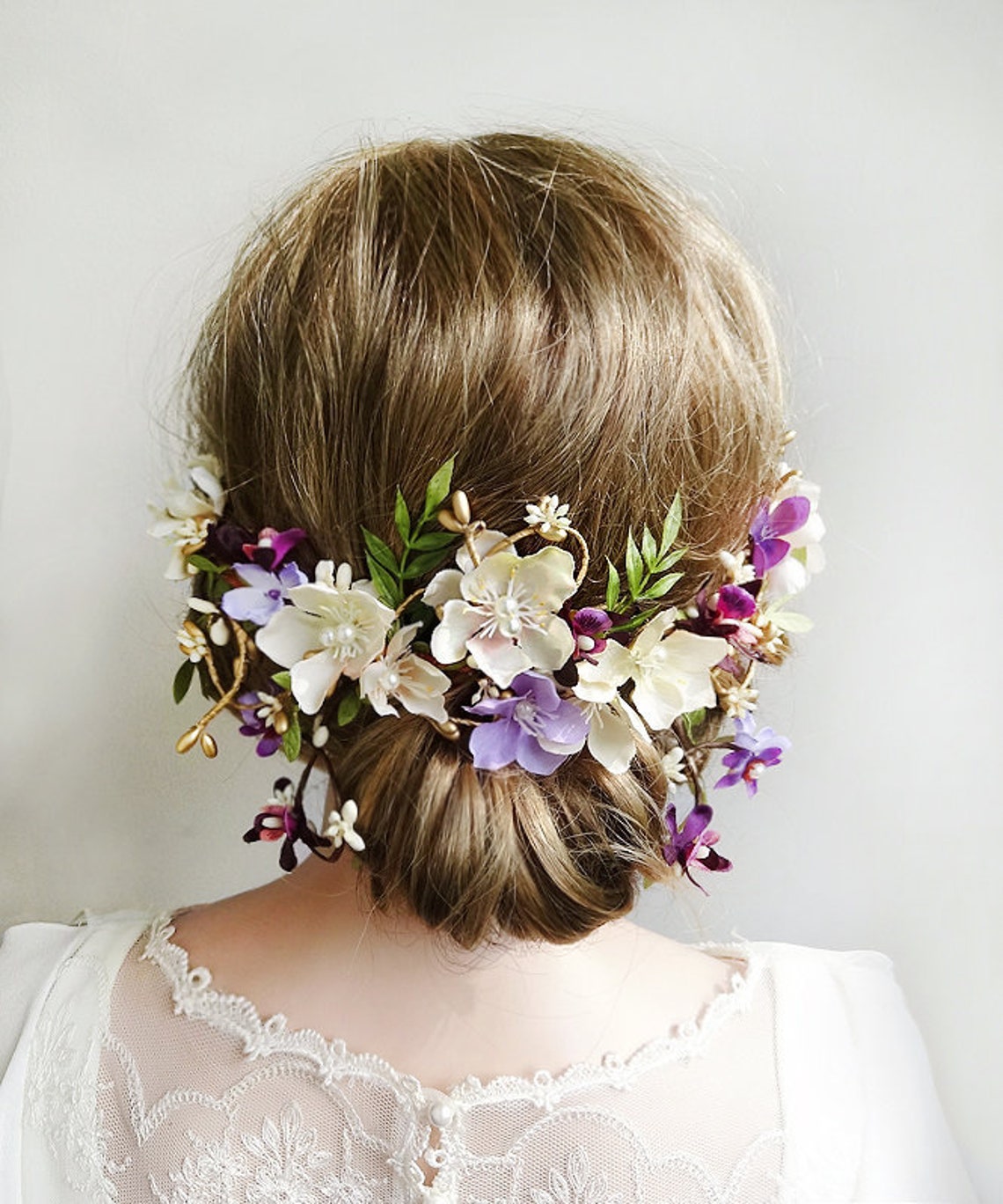 floral hair piece wedding purple wedding hair accessories Etsy