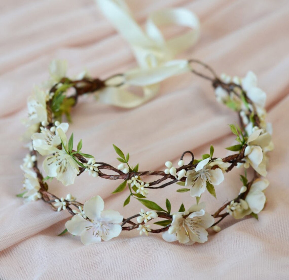 Flower crown wedding bridal flower crown cream flower crown Etsy