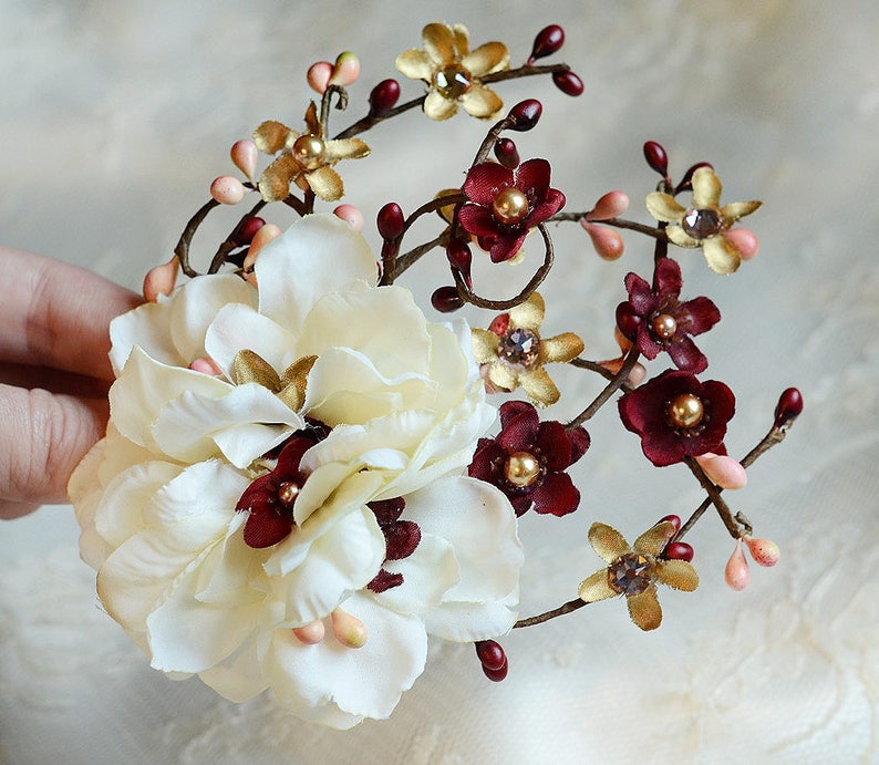 Floral Hair Clip Burgundy Wedding Headpiece Burgundy and Etsy