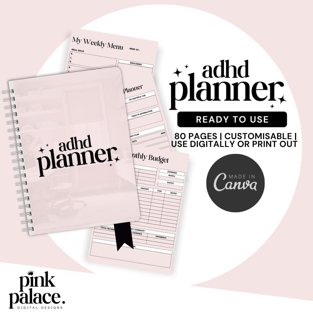 ADHD Bundle Printable ADHD Planner 2024 Digital Adhd Journal for Adults ...