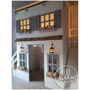 Custom FULL playhouse loft bed with slide and drawer storage stairs