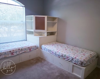 Drawer Storage Bed with Corner Hutch