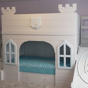 Solid Wood Space Saving Castle Loft Bed Bunk Bed with windows