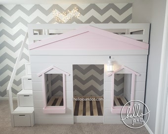 Sleek Solid Wood Cottage Loft Bed