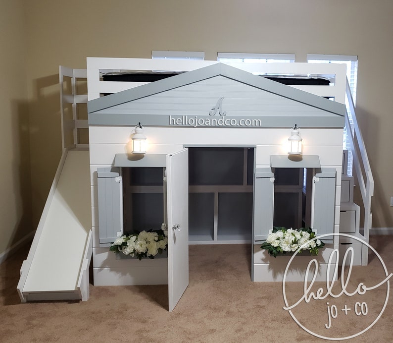 Solid Wood ellie Playhouse Loft Bed Etsy
